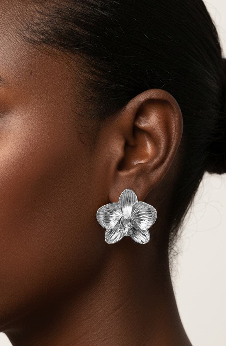 IMBER Orchid Flower Statement Stud Earrings, Alternate, color, 