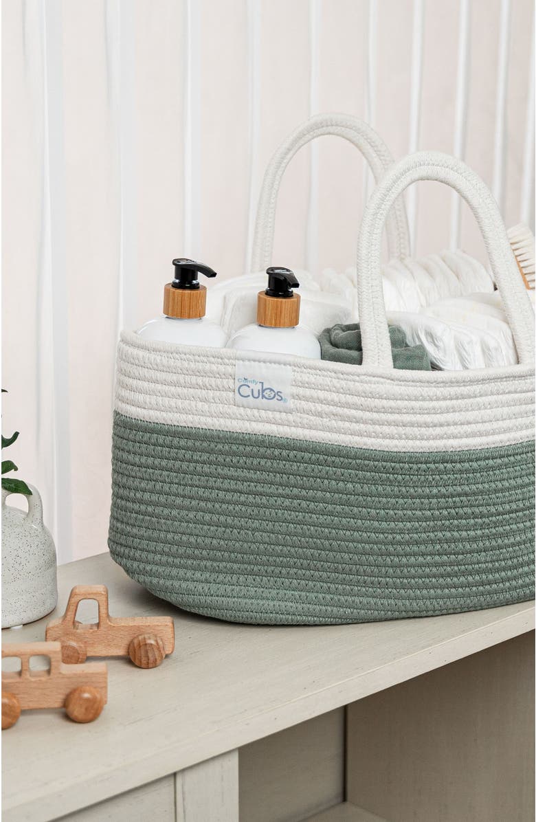 Comfy Cubs Rope Diaper Caddy, Alternate, color, Sage