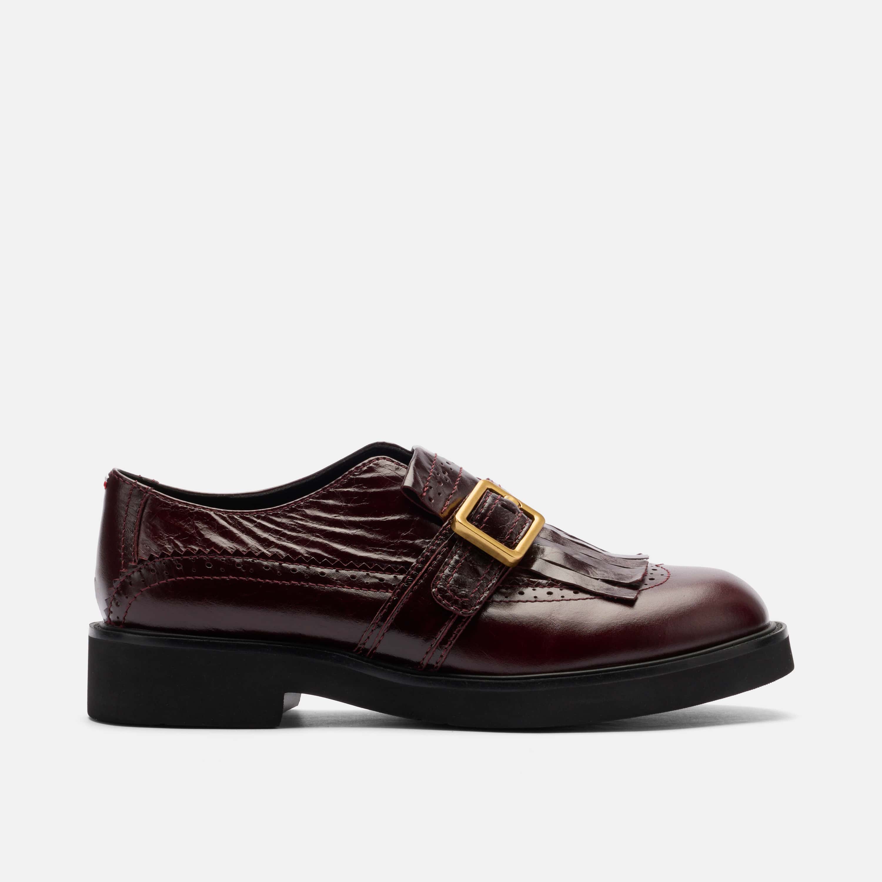 Vaughn Patent Fringed Monk Strap Oxford, Main, color, Burgundy