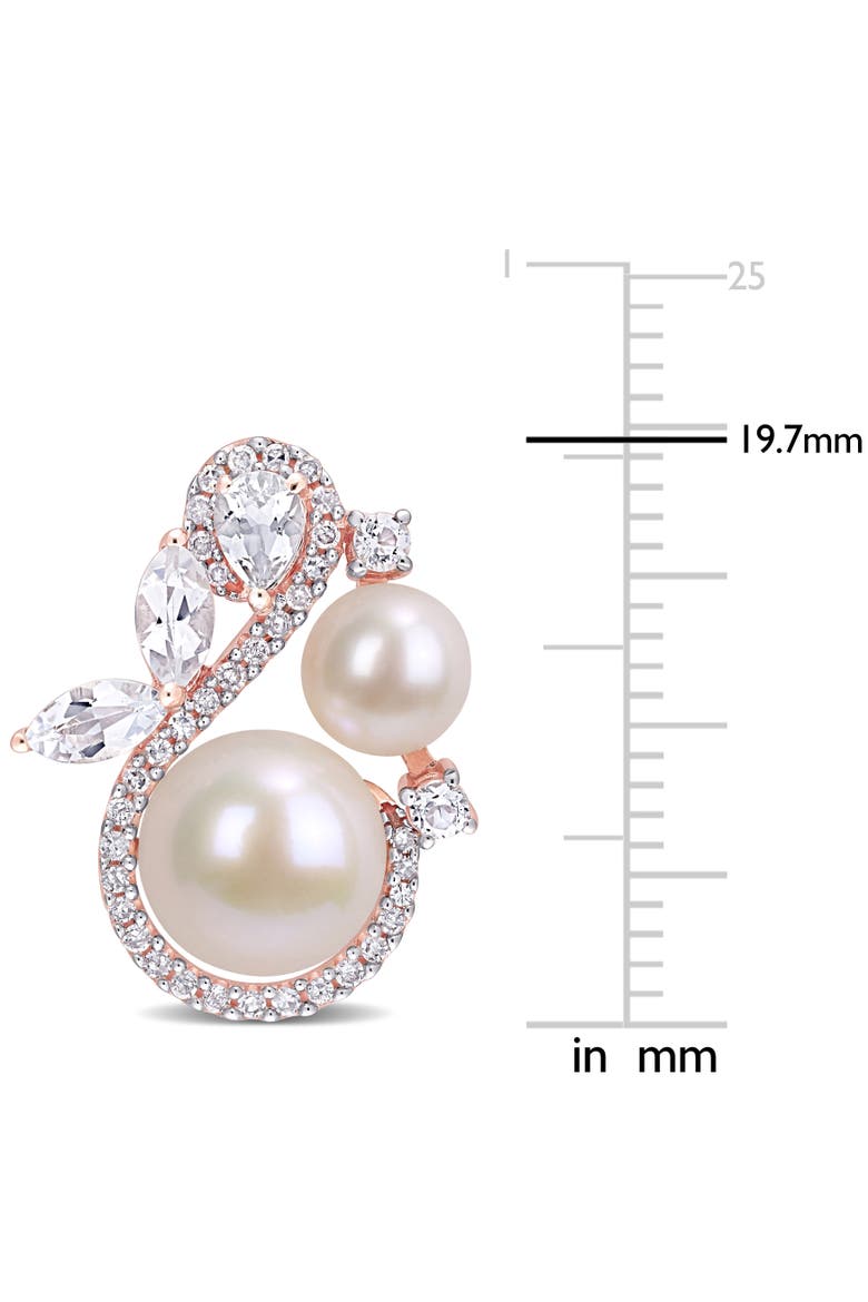 Pearl, White Topaz & Diamond Earrings 10k, Alternate, color, Cultured Pearl