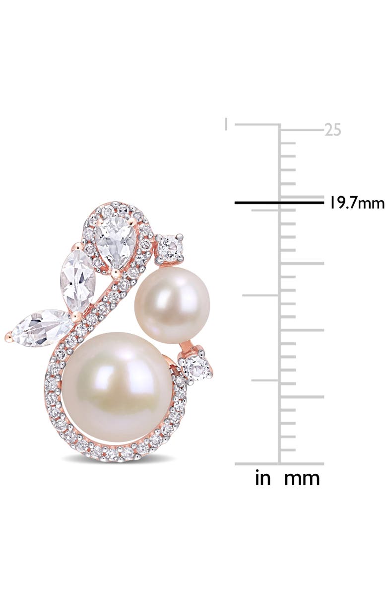 Julianna B. Pearl, White Topaz & Diamond Earrings 10k, Alternate, color, Cultured Pearl