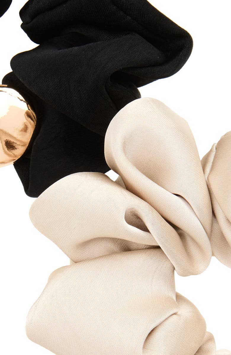 Tasha Assorted 2-Pack Scrunchies, Alternate, color, Black/ Beige