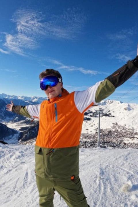 Yeh Man Men's Ski & Snowboard Jacket - Orange, Khaki & White