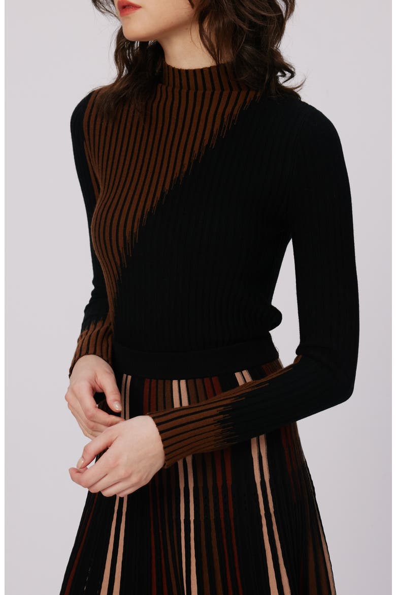 Marisol Mock Neck Sweater, Alternate, color, BROWN/BLK