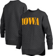 PRESSBOX Women's Pressbox Black Iowa Hawkeyes Quilted Long Sleeve Pullover Sweatshirt