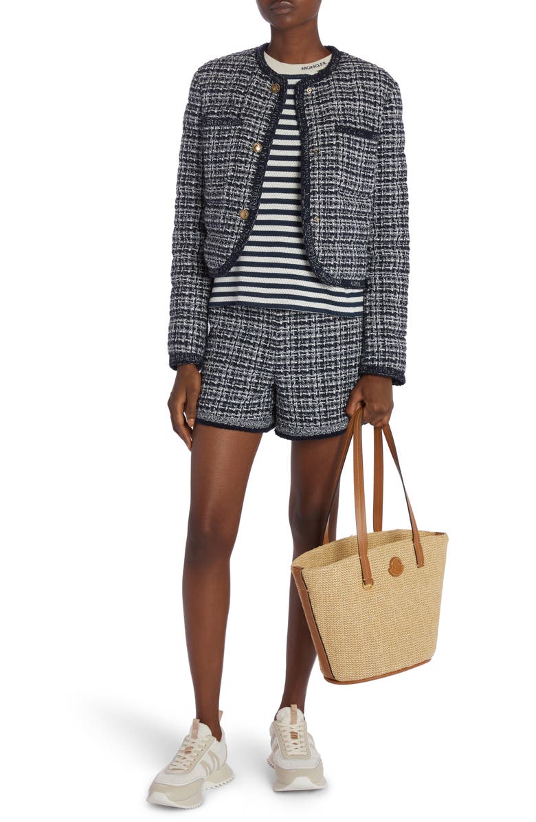 Moncler Stripe Pointelle Cotton T-Shirt, Alternate, color, 