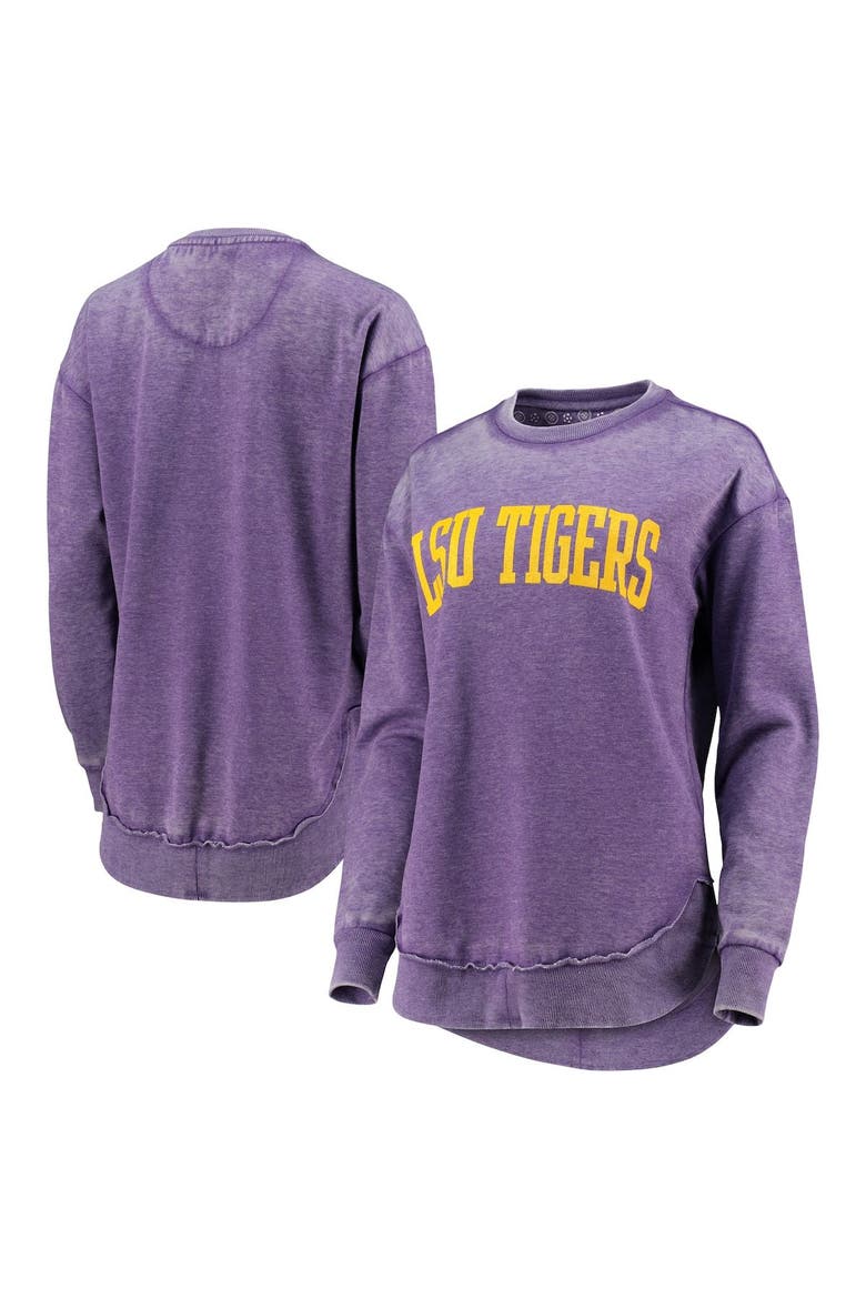 Women's Pressbox Purple LSU Tigers Vintage Wash Pullover Sweatshirt, Main, color, Purple