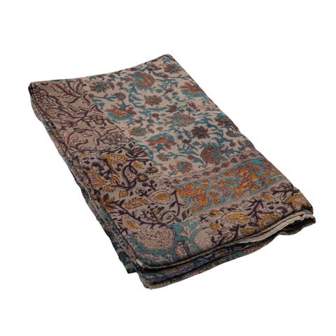 Vintage Cotton Printed Rali Throw with Embroidery, Multicolor