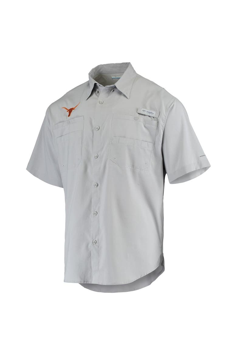 Men's Columbia Gray Texas Longhorns Tamiami Omni-Shade Button-Down Shirt, Alternate, color, Gray