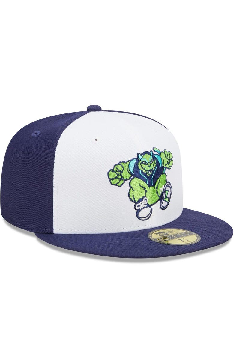 Men's New Era White/Navy Lynchburg Hillcats Marvel x Minor League 59FIFTY Fitted Hat, Alternate, color, White
