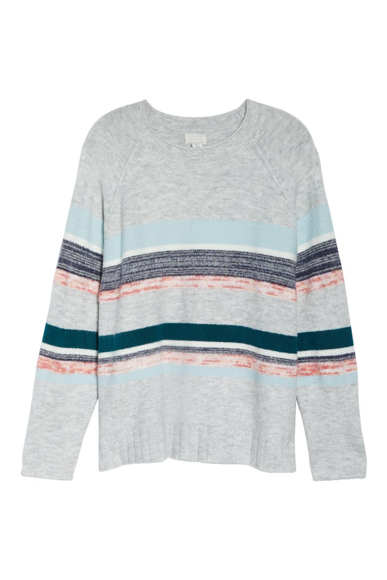 Cozy Mix Stripe Crewneck Sweater, Alternate, color, GREY ROCKING STRIPE