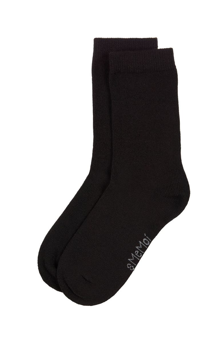 MeMoi Kids' Basic Cotton Blend Crew Socks, Alternate, color, Black