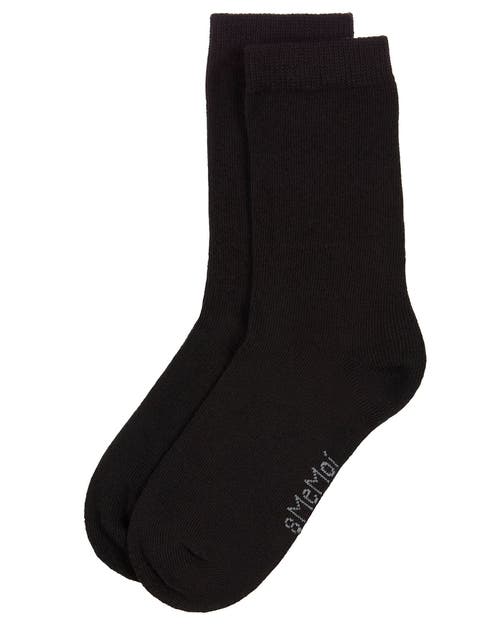 Memoi Kids' Basic Cotton Blend Crew Socks In Black