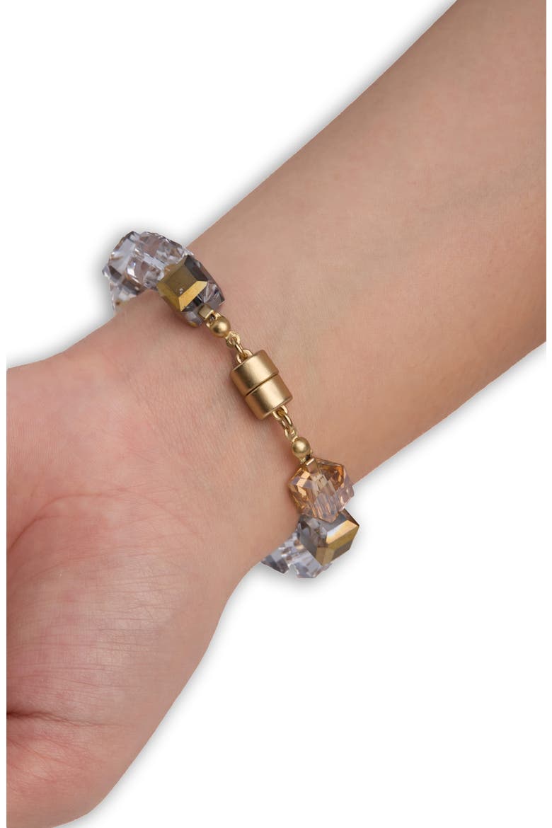 Square Beaded Bracelet, Alternate, color, GOLD