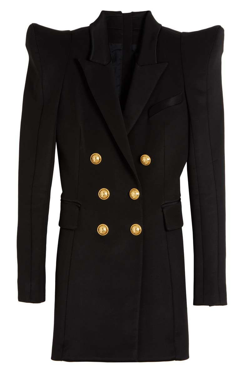 Balmain Pagoda Shoulder Long Sleeve Blazer Minidress, Alternate, color, 
