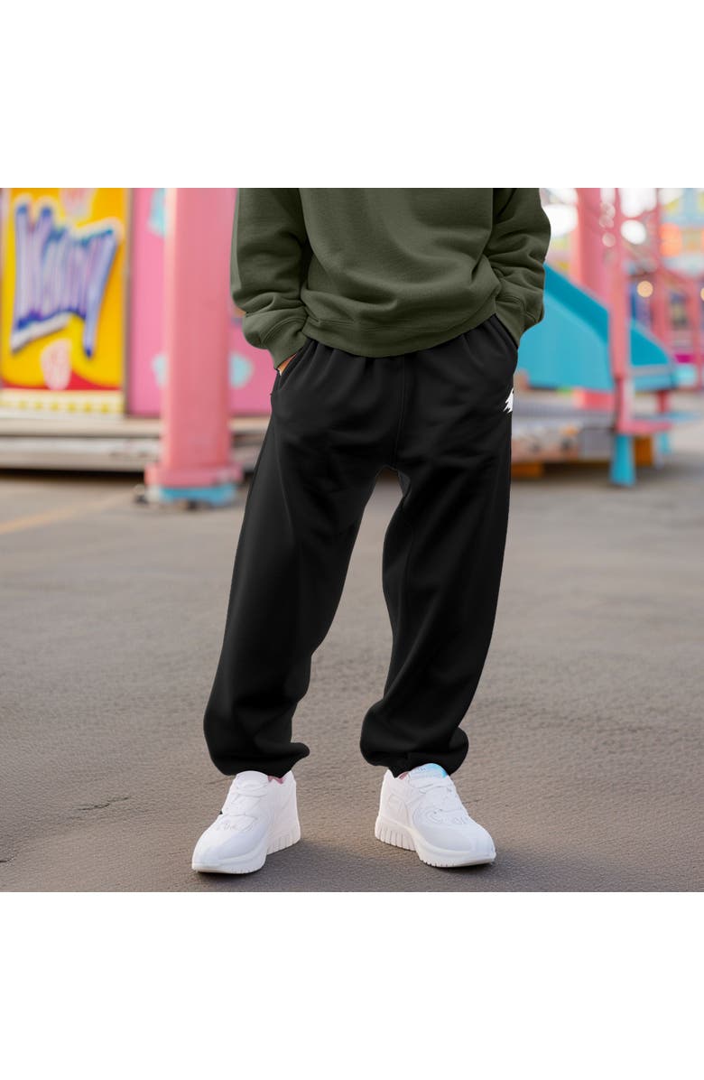 Dalix Mens Ghost Embroidered Fleece Sweats Pants, Alternate, color, Black