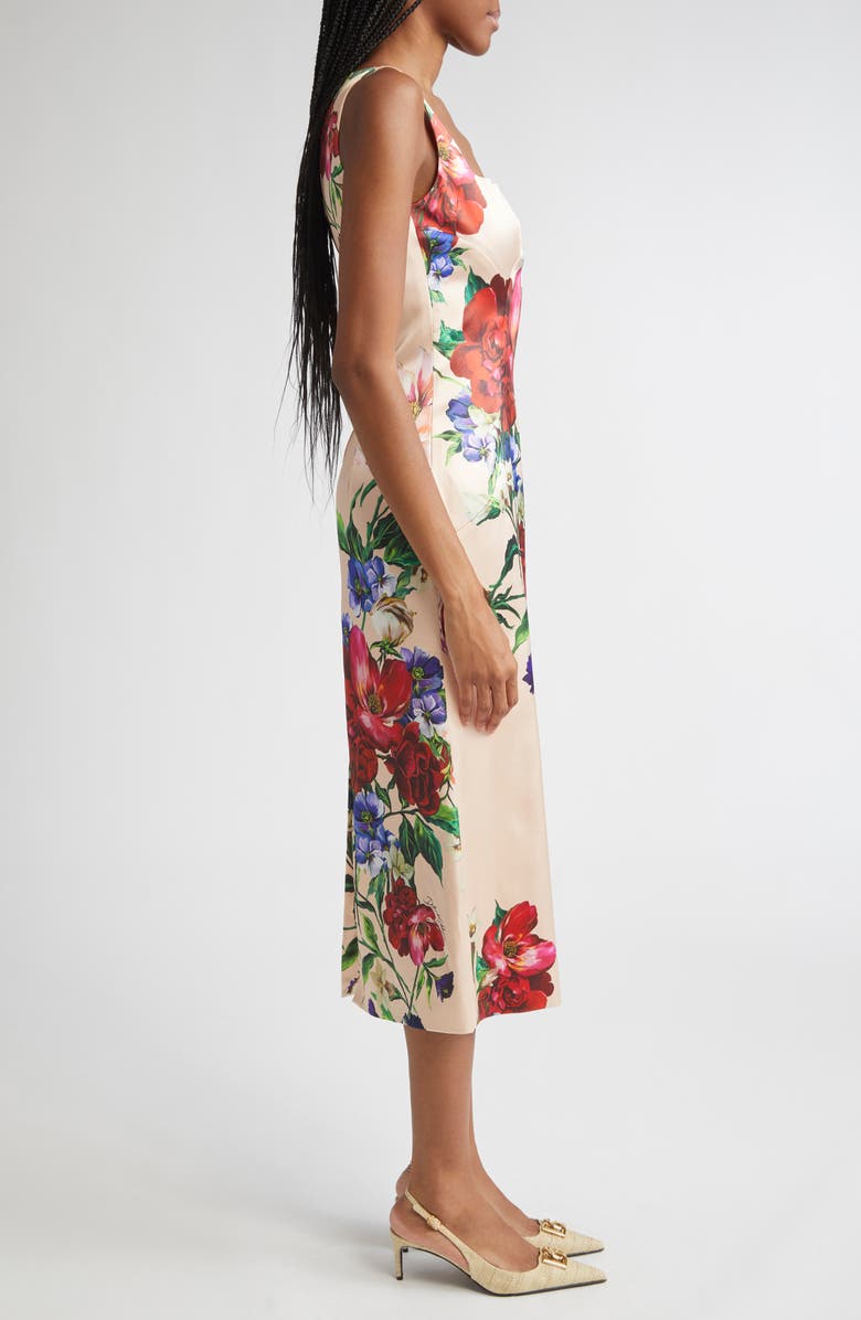 Dolce&Gabbana Floral Stretch Satin Sheath Dress with Bra Detail, Alternate, color, H25pr B.fiori Antichi Fnud