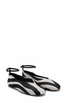 Genuine Calf Hair Ankle Strap Flat