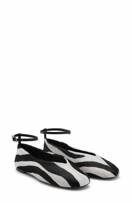 Genuine Calf Hair Ankle Strap Flat