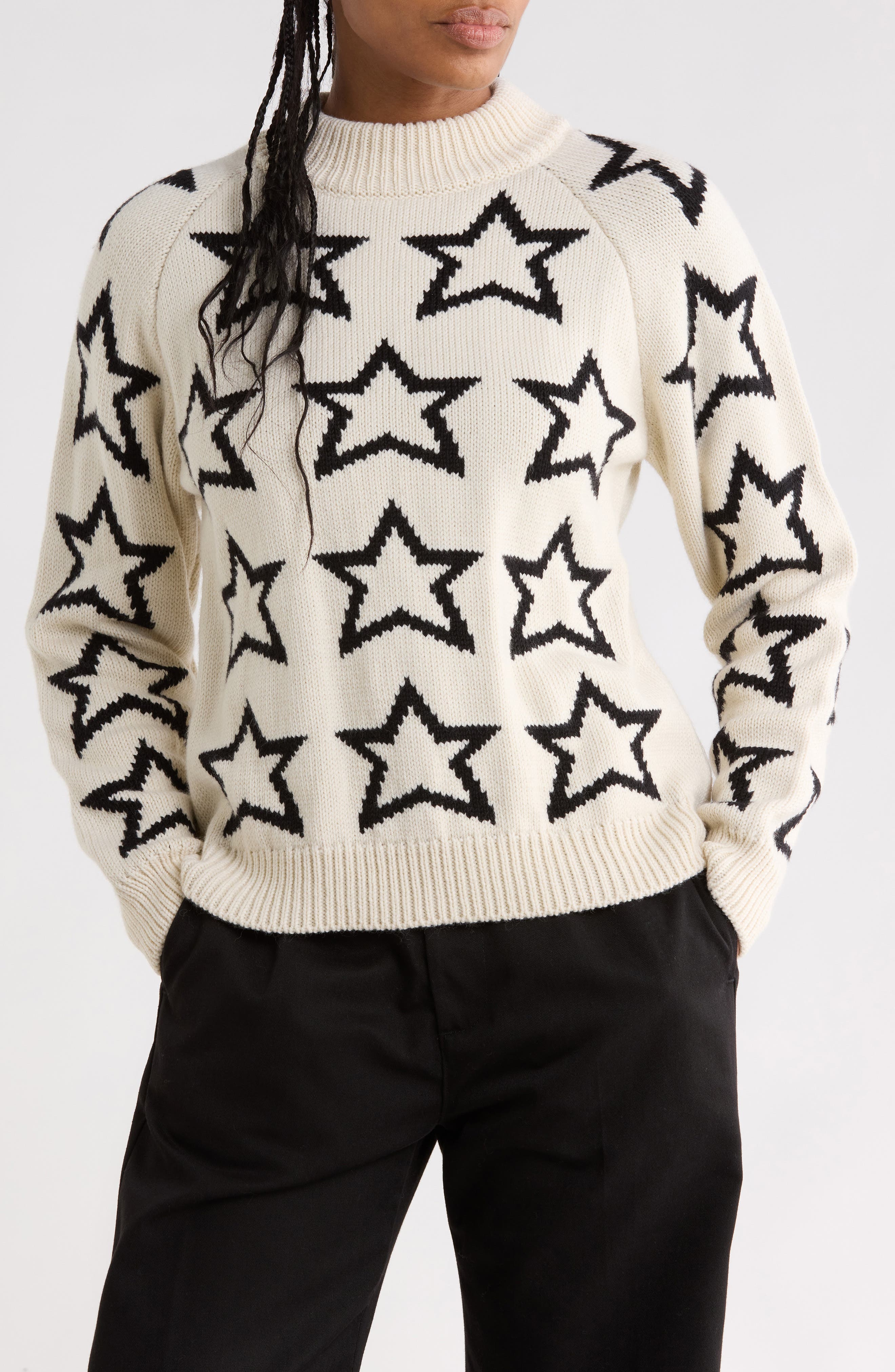 Mock Neck Star Pullover Sweater