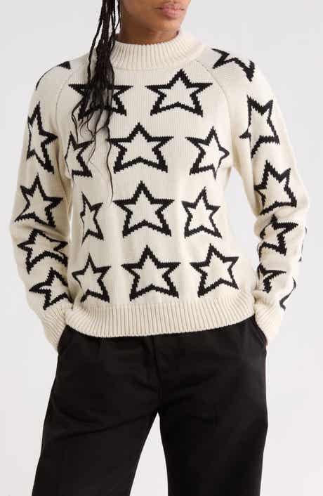 Mock Neck Star Pullover Sweater