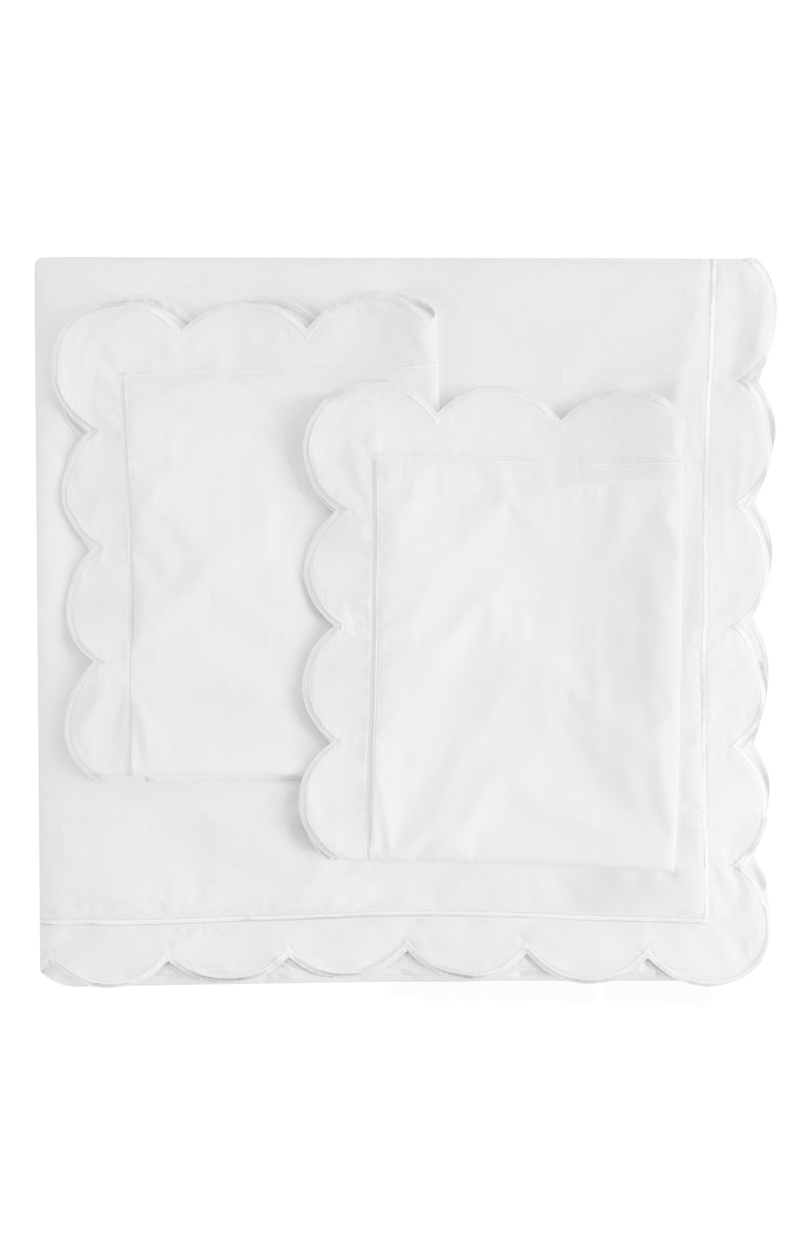 MELANGE HOME Scallop Embroidered Cotton Duvet Set