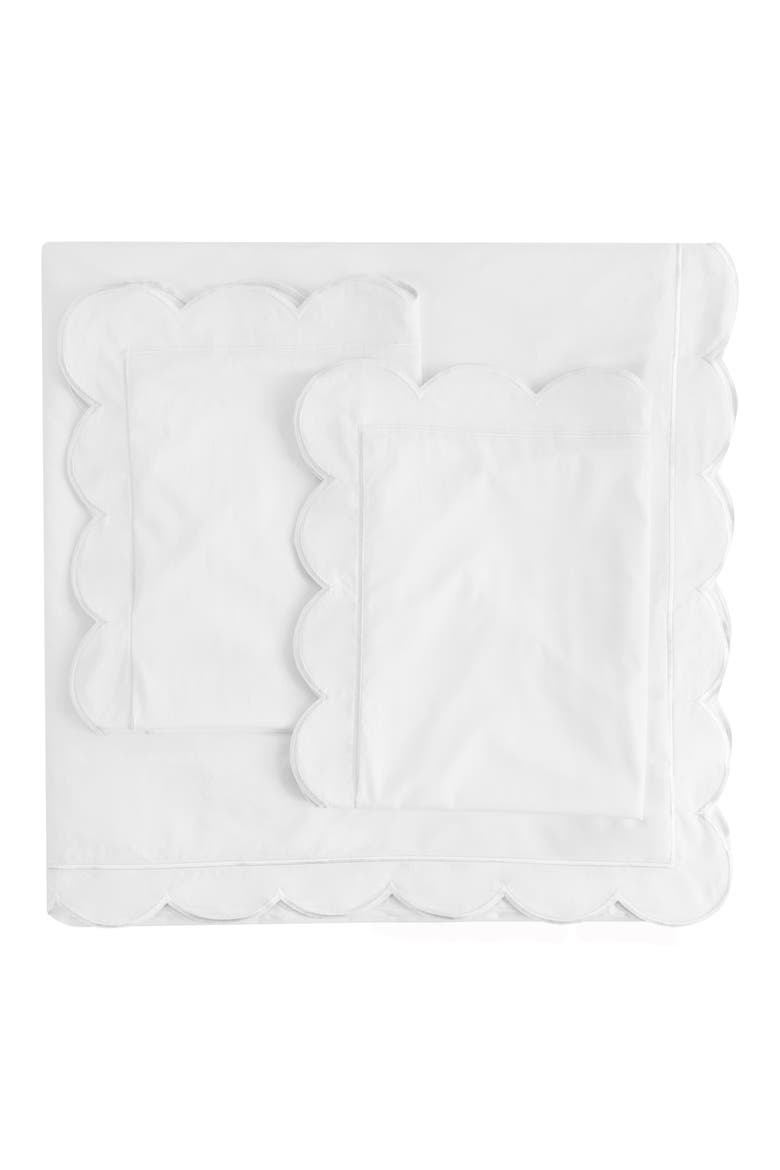Scallop Embroidered Cotton Duvet Set, Main, color, WHITE/ WHITE