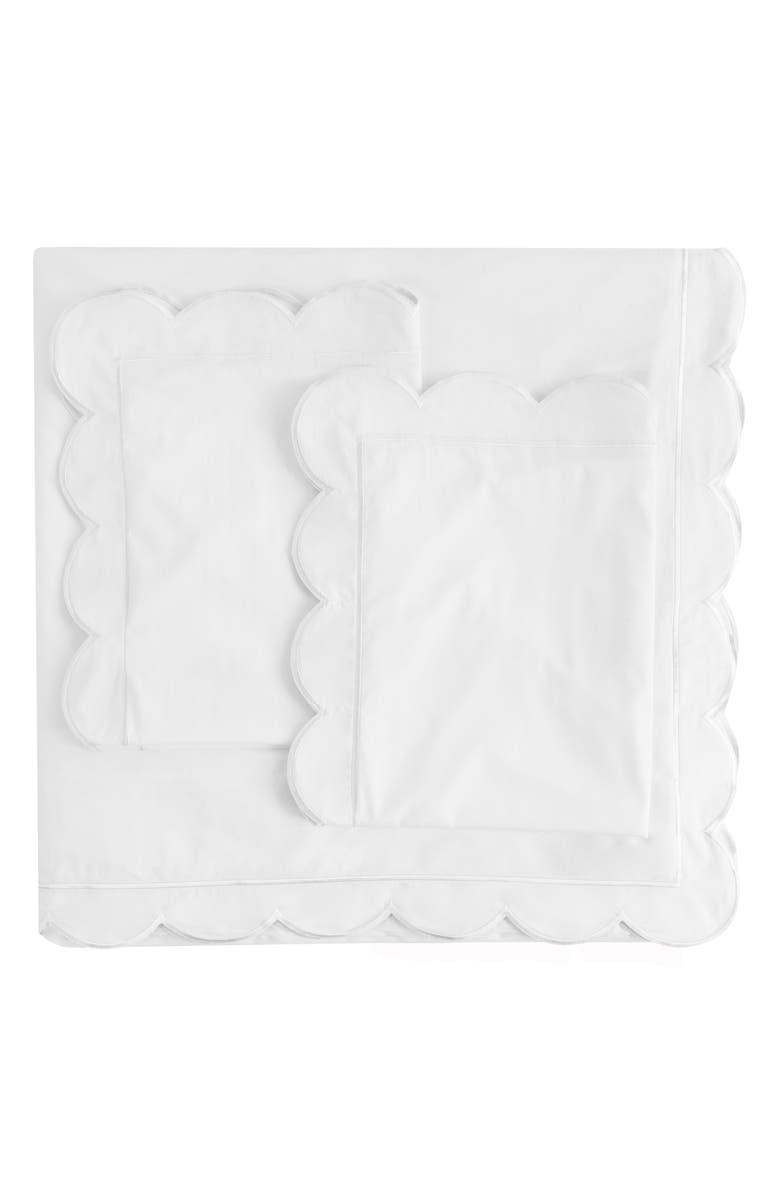 MELANGE HOME Scallop Embroidered Cotton Duvet Set, Main, color, White/ White