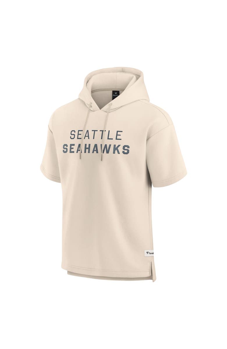 FANATICS Men's Fanatics Cream Seattle Seahawks Elements Future Ground Lettering Short Sleeve Pullover Hoodie, Alternate, color, 