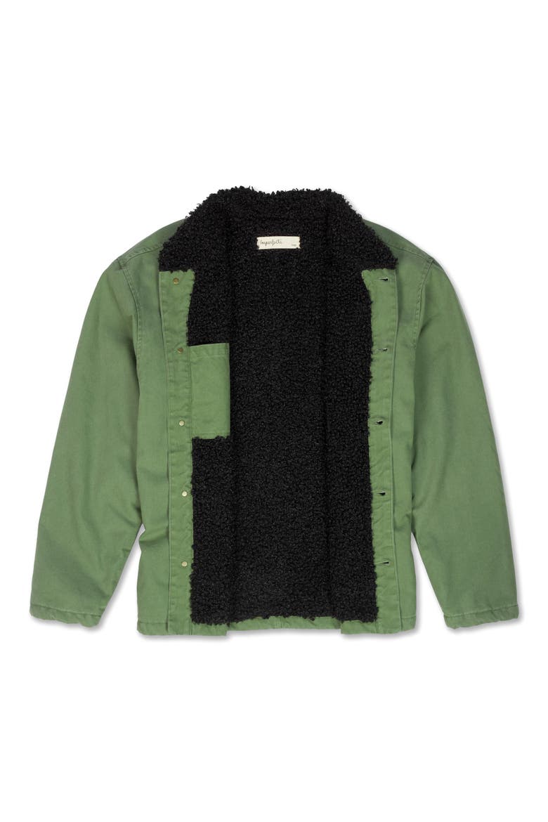 Shepherd's Organic Cotton Shirt Jacket with Faux Shearling Lining, Alternate, color, FATIGUE