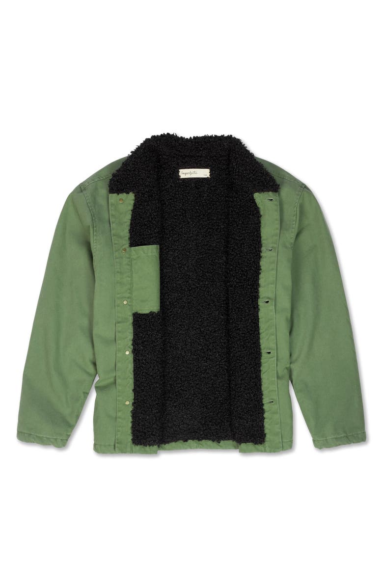 Imperfects Shepherd's Organic Cotton Shirt Jacket with Faux Shearling Lining, Alternate, color, Fatigue