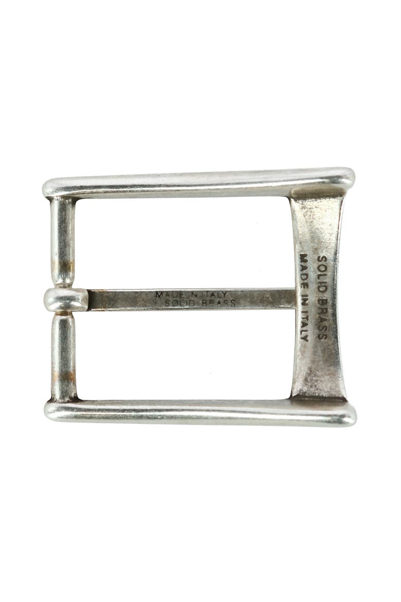 35mm Rectangular Edged Solid Brass Harness Belt Buckle, Alternate, color, Antique Silver