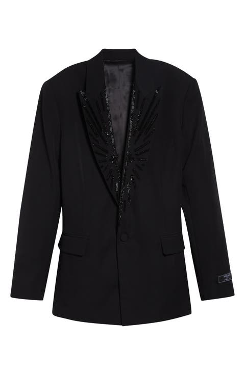 Crystal Beaded Wool Grain de Poudre Jacket