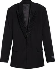 Balmain Crystal Beaded Wool Grain de Poudre Jacket