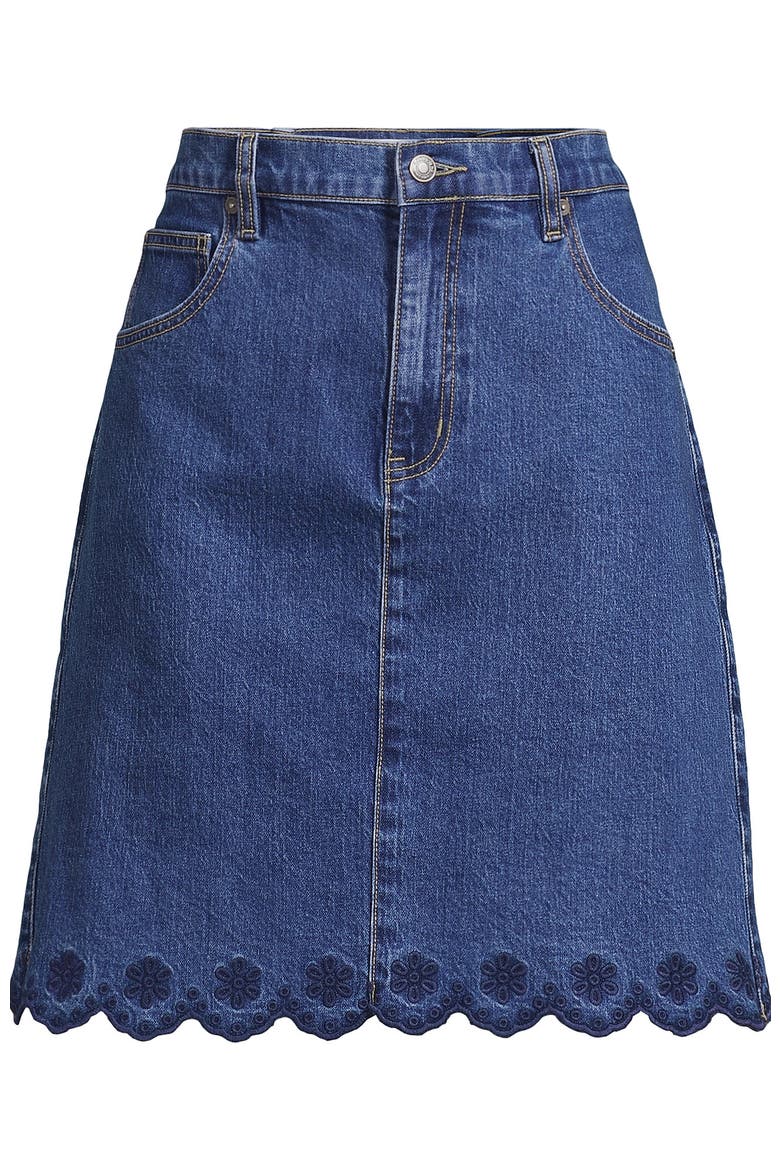 Soft Denim Classic 5 Pocket Above the Knee Skirt, Alternate, color, Crawford Wash
