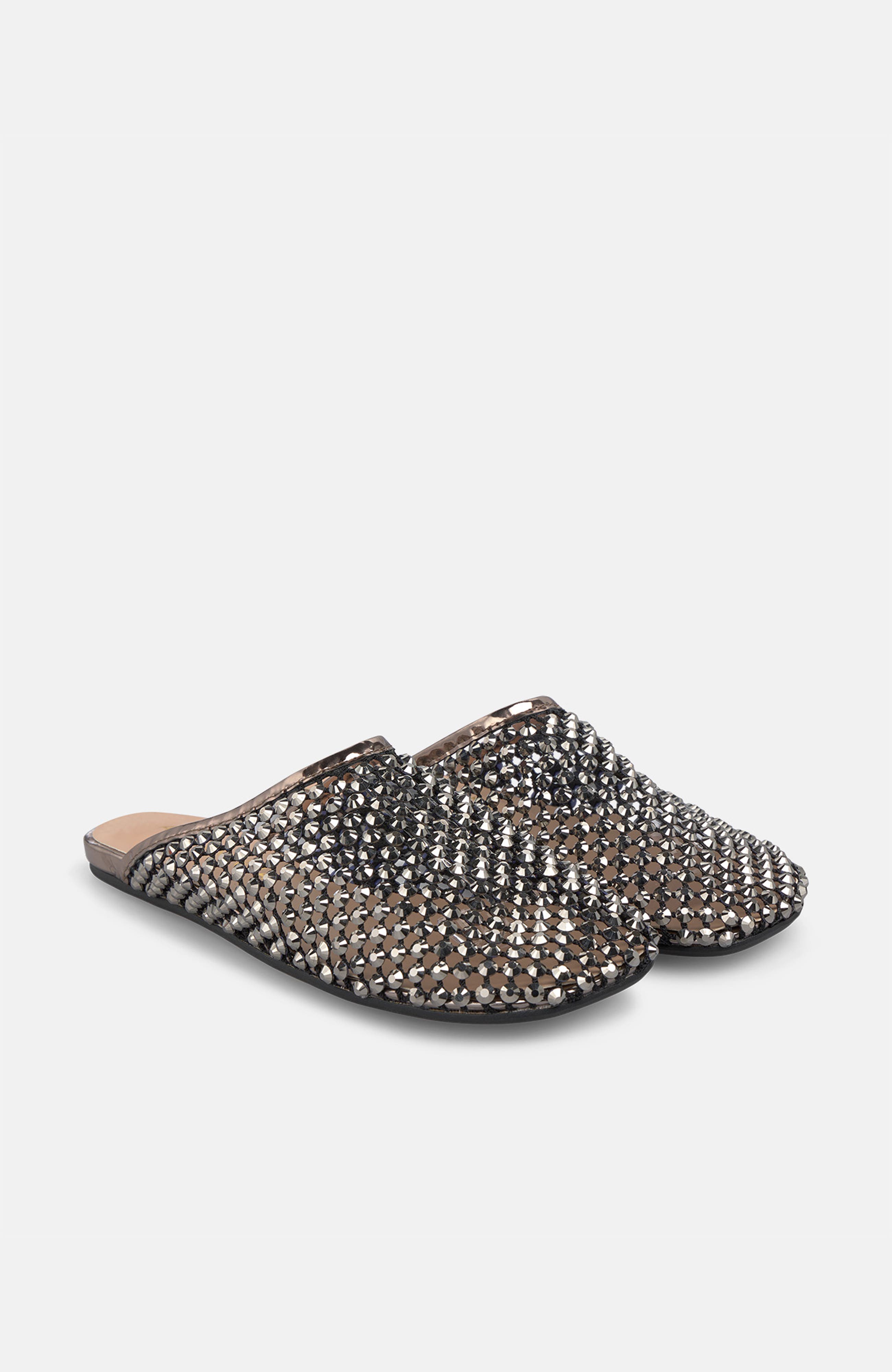Flat Mule Mesh Sandal, Alternate, color, Pewter