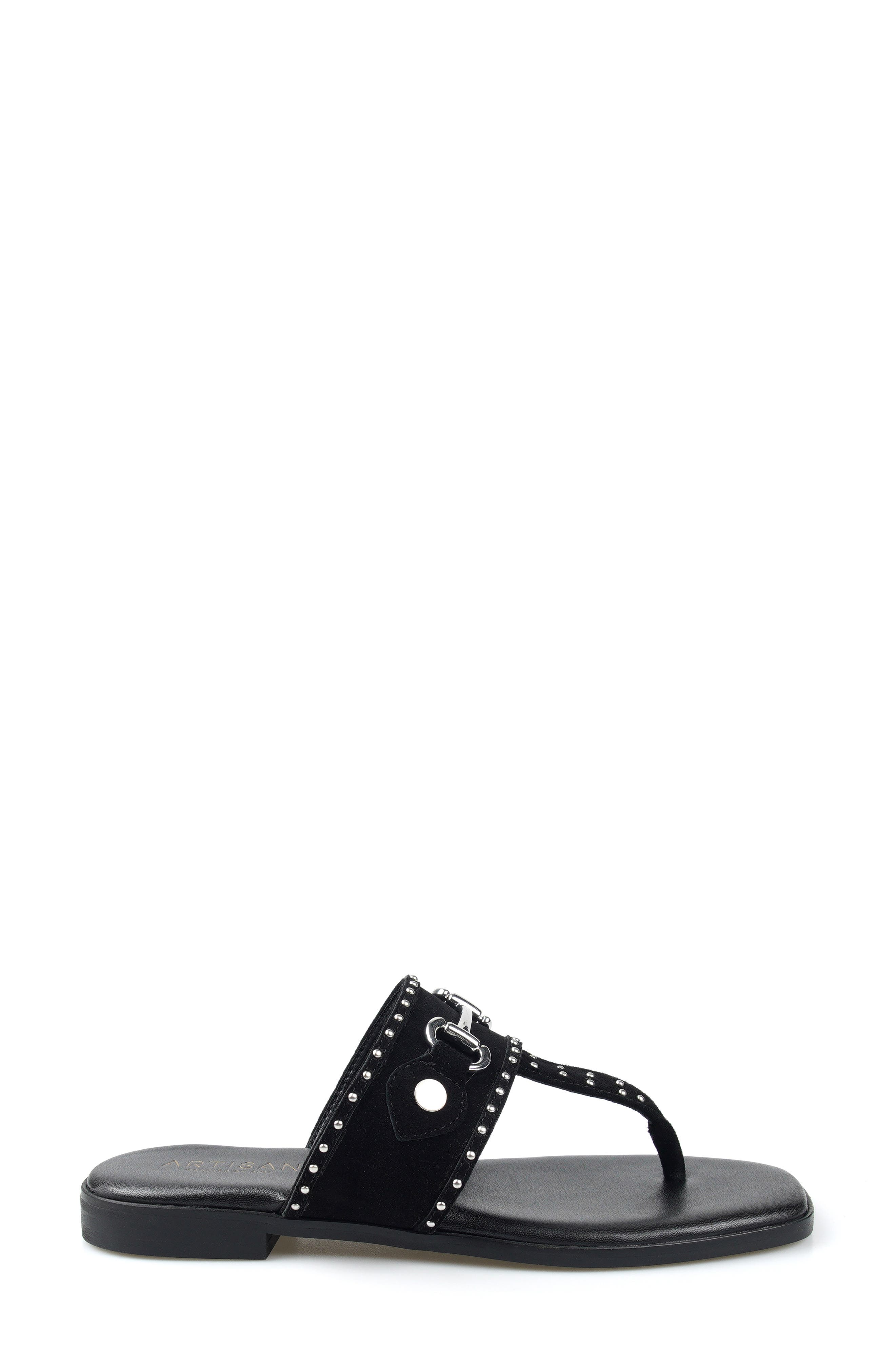 Lynwood Leather Flip Flop, Alternate, color, BLACK SUEDE