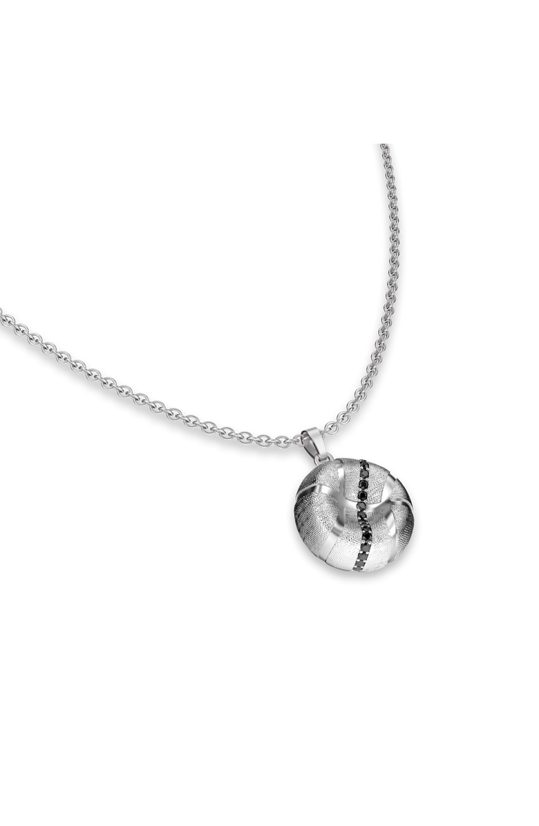 PASCAL The Basketball Crooked Ball Linear Diamond Necklace, Alternate, color, Silver / Black Diamond