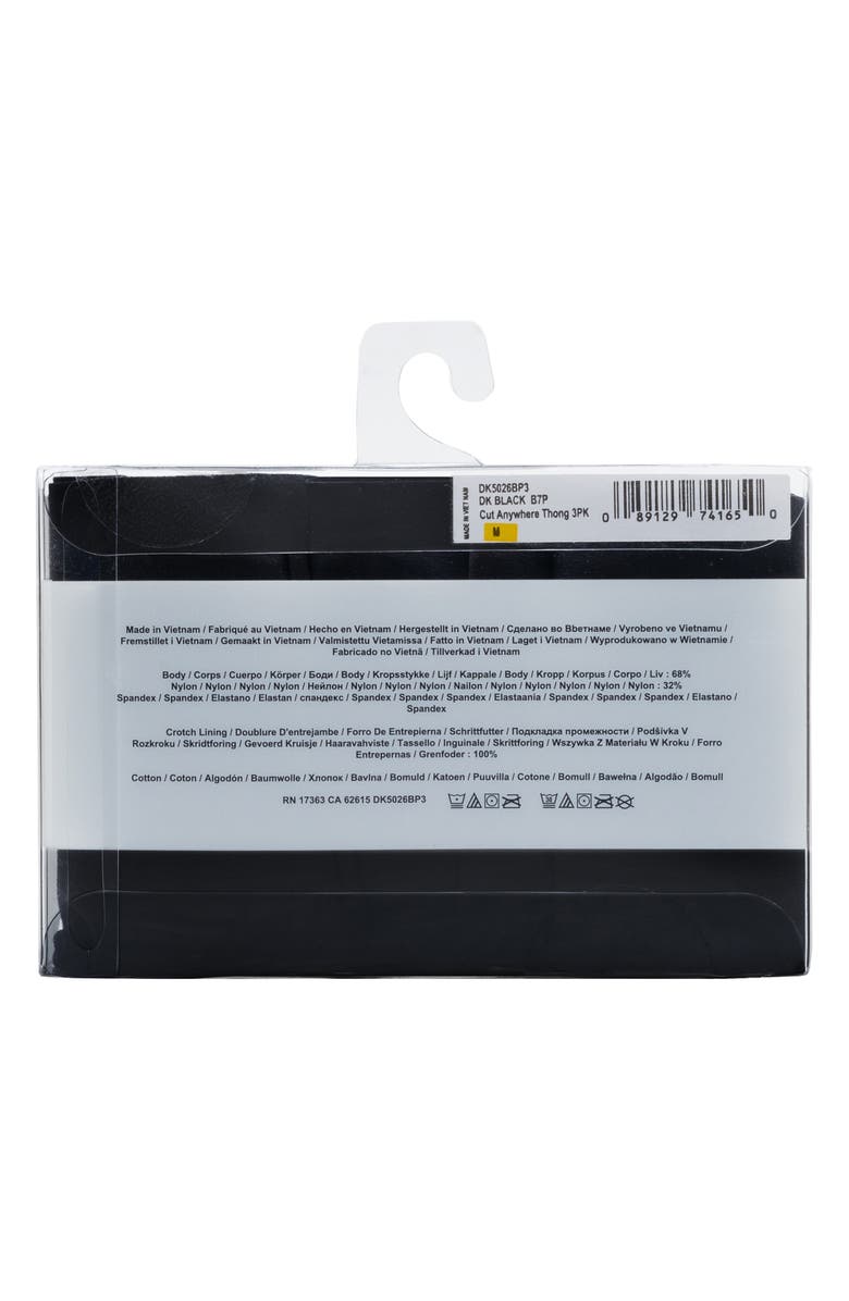 DKNY Assorted 3-Pack Cut Anywhere Thong, Alternate, color, Dk Black