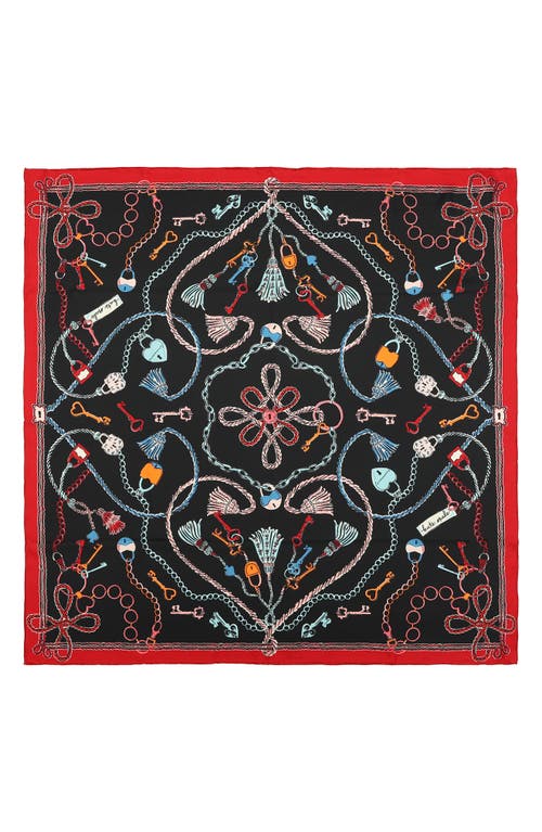 Kate Spade New York Lock And Key Silk Square Scarf In Planetary Navy