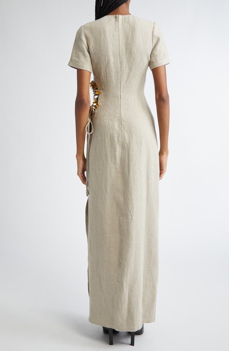 Diotima Seaford Cutout Waist Linen Dress, Alternate, color, Beige