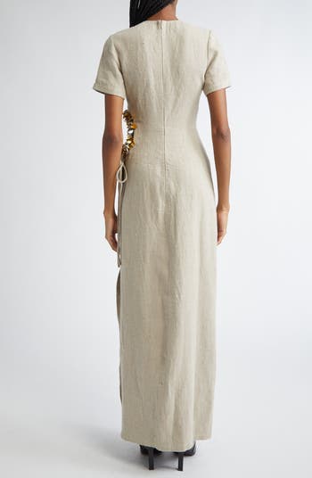 Seaford Cutout Waist Linen Dress