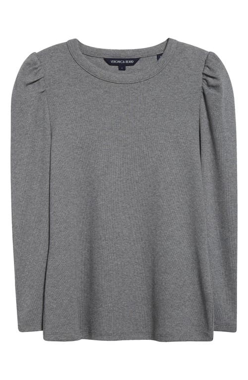 Veronica Beard Britney Knit Puff-sleeve Top In Medium Heather Grey