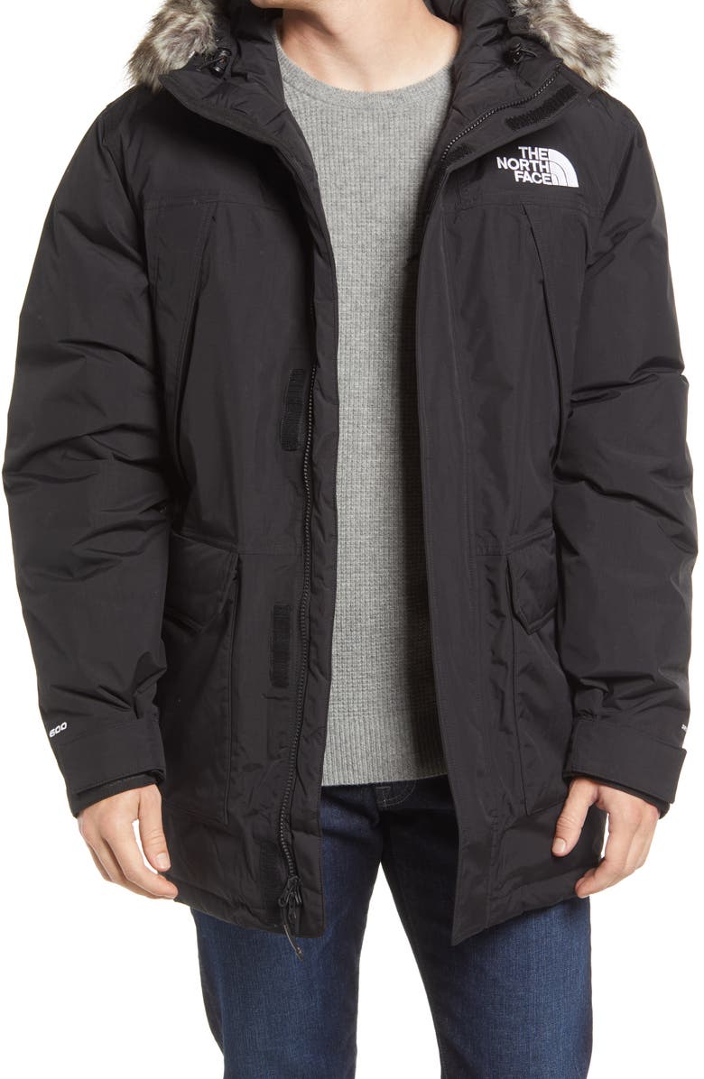 The North Face McMurdo Waterproof 600 Fill Power Hooded Down Parka with Faux Fur Trim, Main, color, Tnf Black