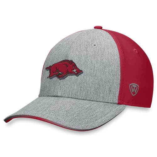 Top Of The World Heather Gray/cardinal Arkansas Razorbacks Merge Flex Hat