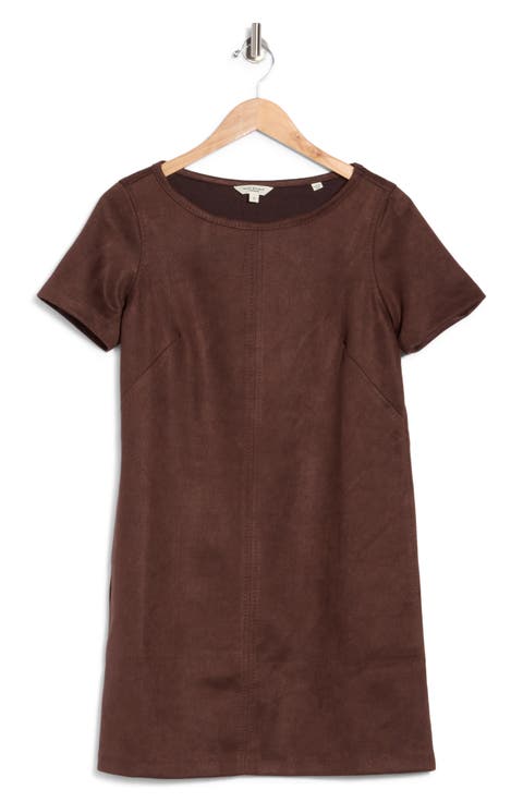 Faux Suede Shift Dress