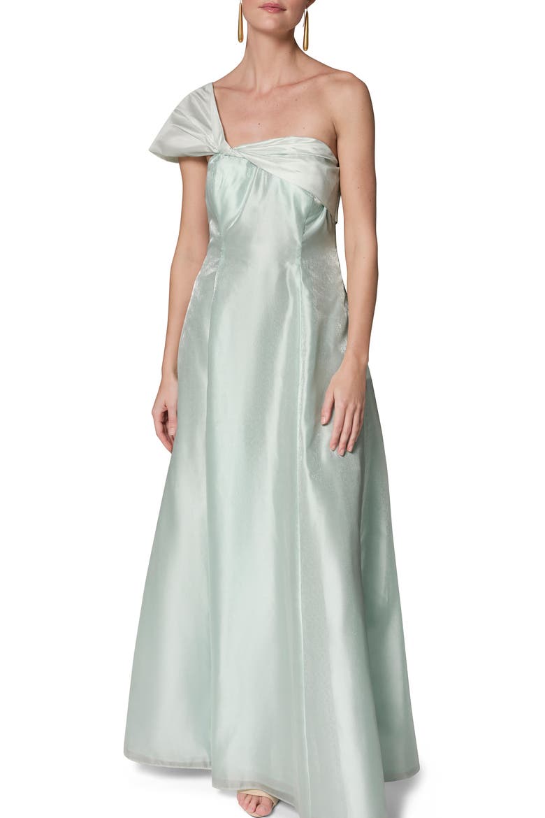 Asymmetric Satin Gown, Main, color, SKYLIGHT