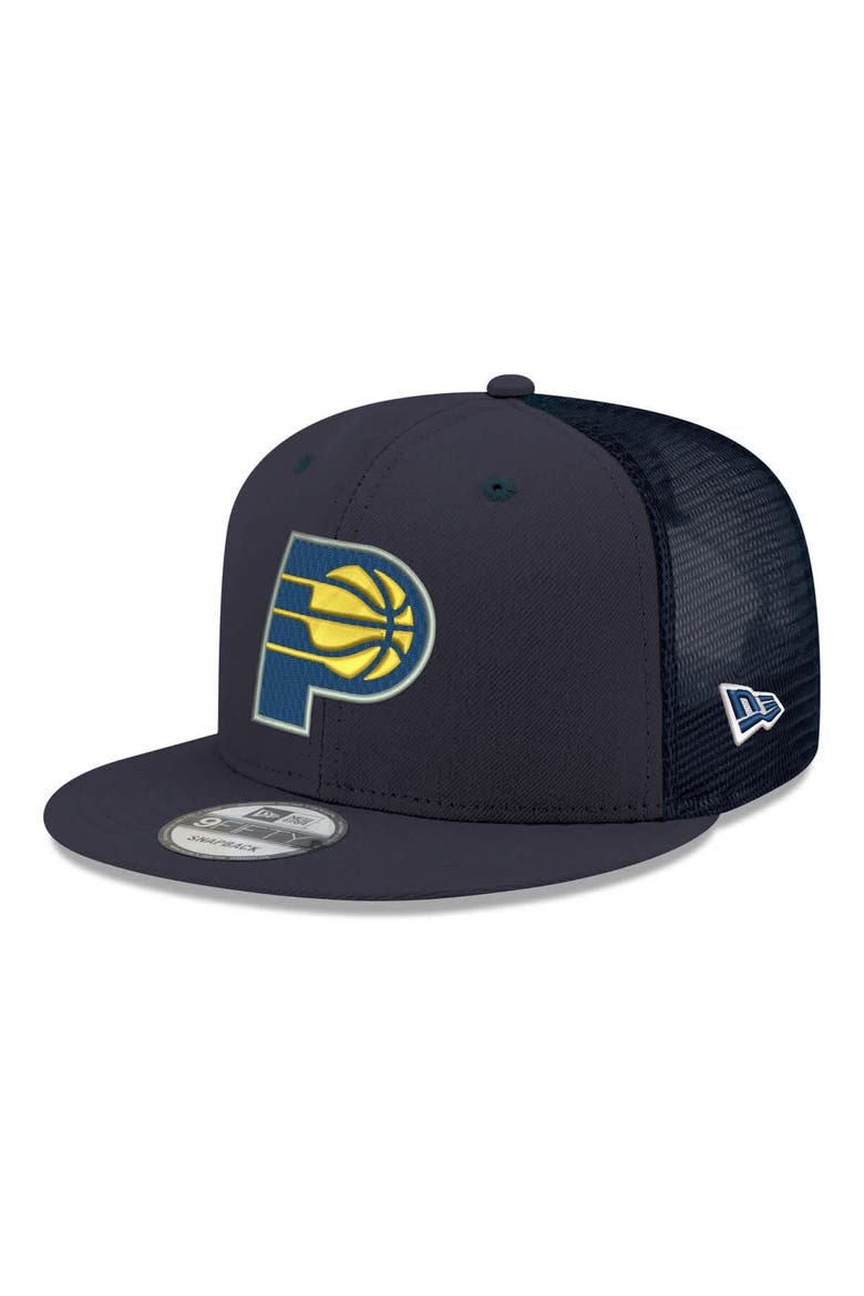 Men's New Era Navy Indiana Pacers Core Logo Meshback 9FIFTY Snapback Hat, Main, color, Navy
