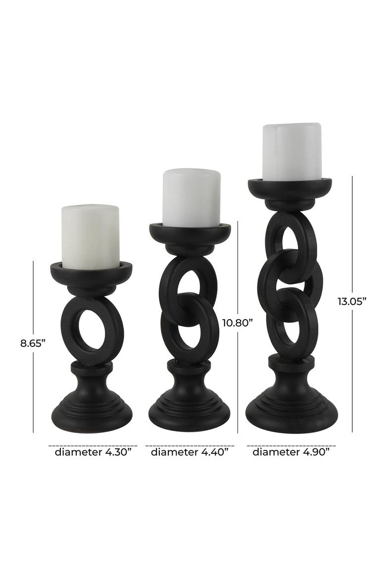 Set of 3 Candleholders, Alternate, color, BLACK