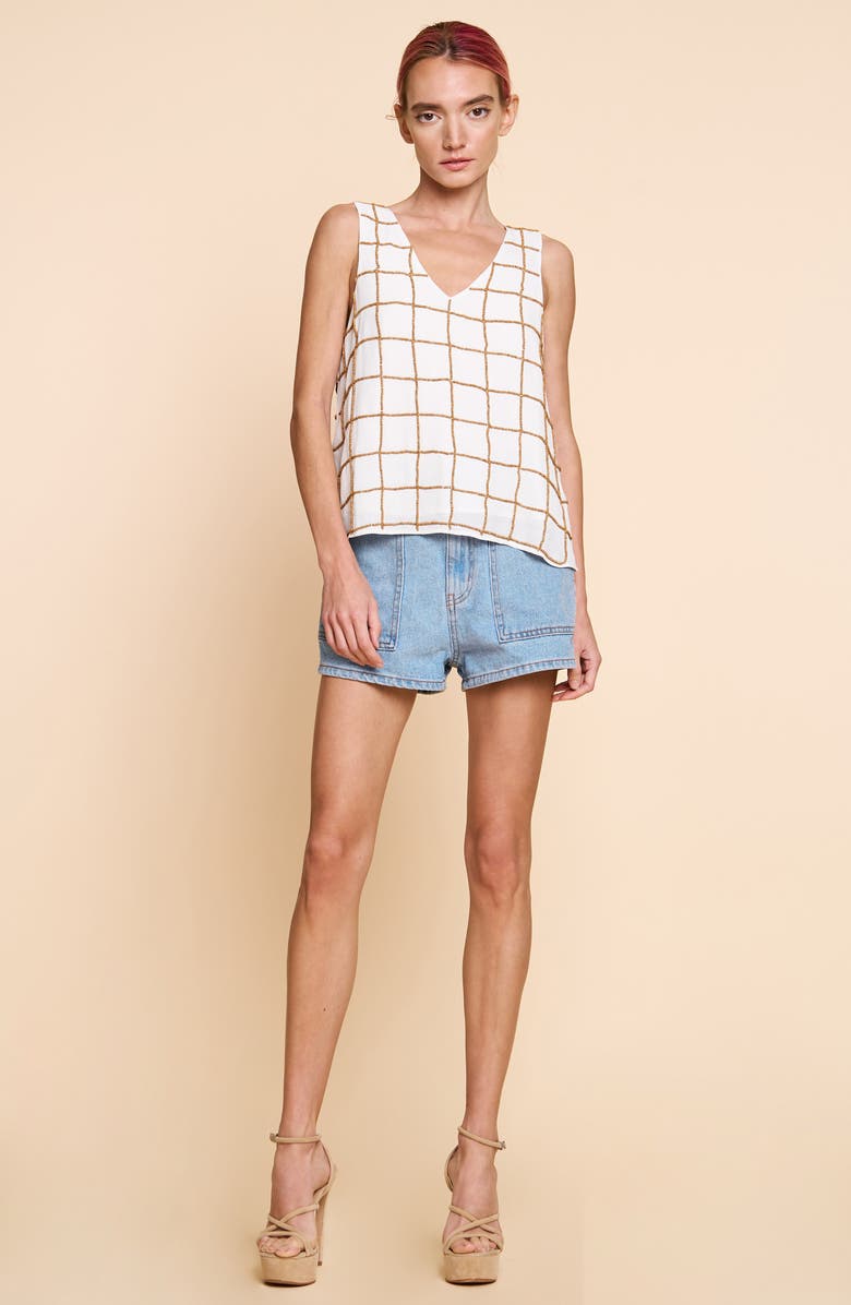 CIEBON Kelly Beaded Grid Tank, Alternate, color, Cream